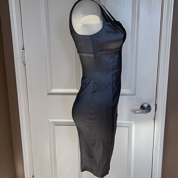 Pompous Studio shiny gray bodycon dress size 6 - Picture 2 of 6